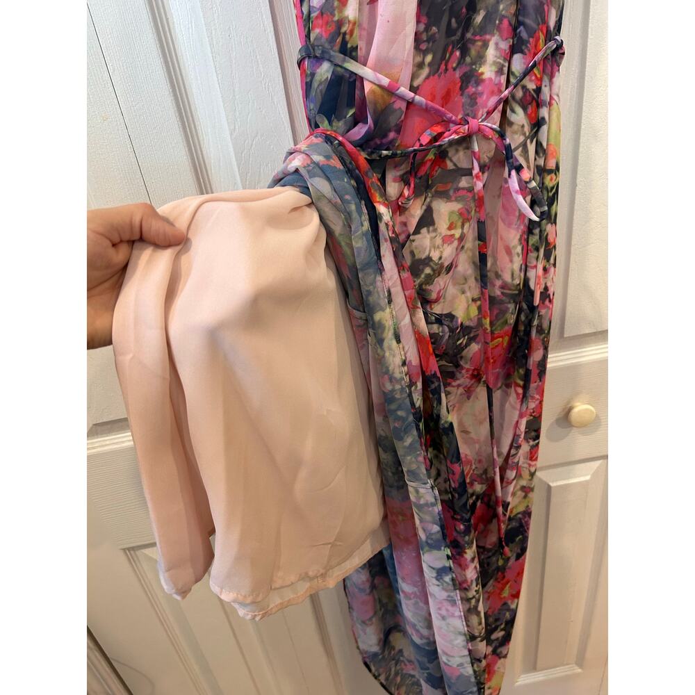 Maggy London Pink Floral Maxi Dress Size 8 - Picture 7 of 10